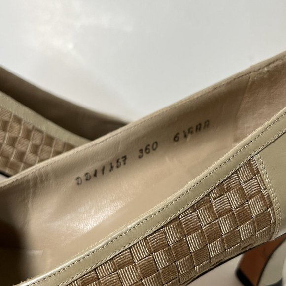 Salvatore Ferragamo Cream and Tan Woven Heels - Picture 4 of 16
